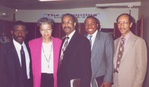 Minister Tyrone, Mother Anderson, Pastor Donald Anderson, Rev. Larry Summers, Deacon Anderson at 'Bethel Church of Salvation'