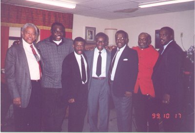 Church Gathering with Dr. Fisher, Bro. Trent, Min. Tryone, Rev.Dr. Ezekiel Thomas, Bro. Robert, Deacon Berry and Deacon Thomas